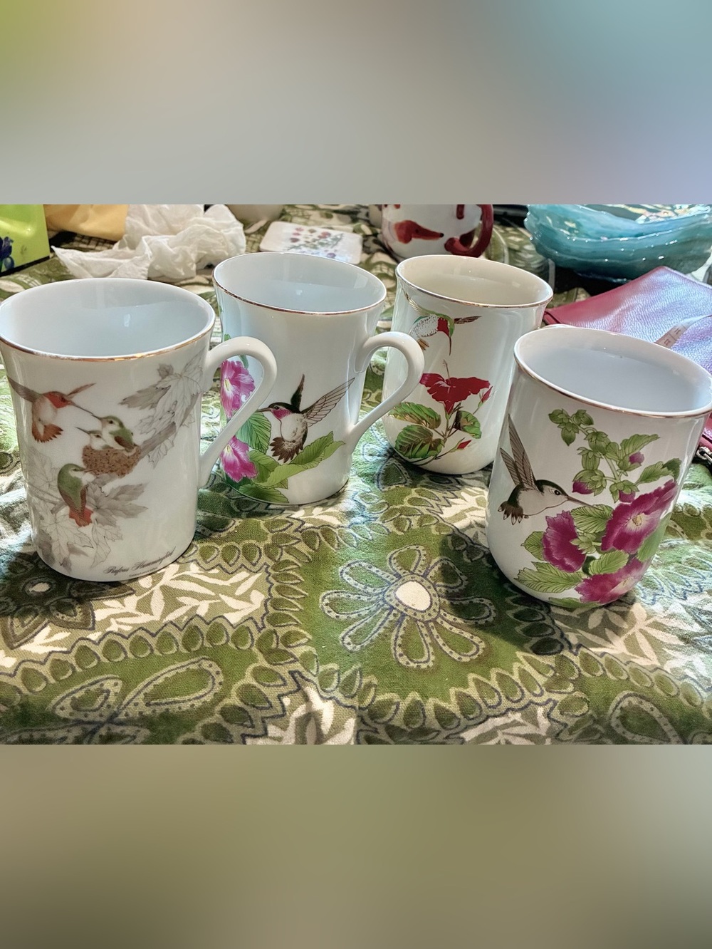 Four 1980s Otagiri Hummingbird Mugs. $12 Each/All $40 EC.No stain,chips, crazing